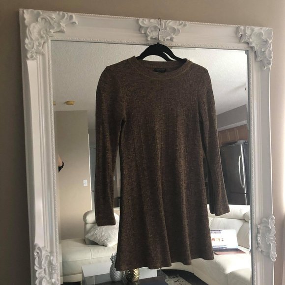 Topshop Mustard Heather Sweater Dress (4) - Picture 1 of 4